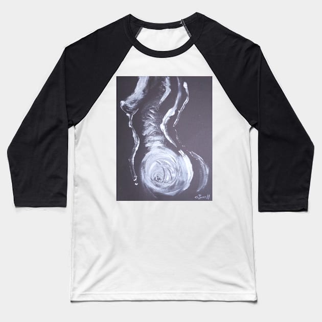 Black And White Side - Female Nude Baseball T-Shirt by CarmenT